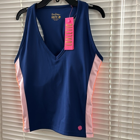 Lilly Pulitzer Luxletic Oyster Bay Navy Vanti UPF 50+ Bra Tank Top - Medium - Picture 1 of 6